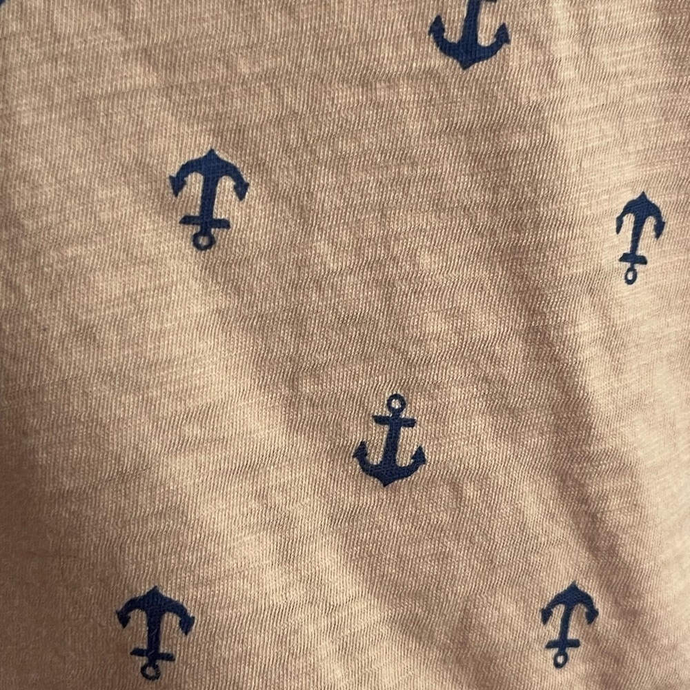 Pink Navy Blue Anchor Print V-Neck Top Sz. Small Never worn. Super cute! - Picture 2 of 3